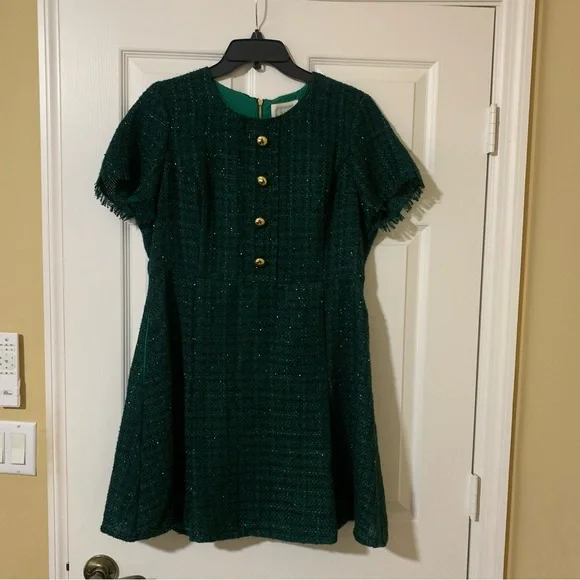 STS Sail to Sable Dylan Emerald Green Tweed Mini Dress with Gold Buttons Luxury - threedaughtersproperties.com STS Sail to Sable Dylan Emerald Green Tweed Mini Dress with Gold Buttons Luxury - threedaughtersproperties.com